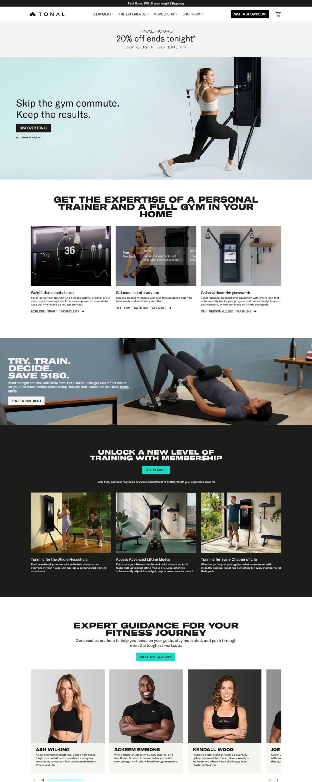 eCommerce website: Tonal