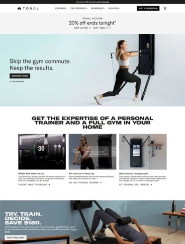 eCommerce website: Tonal