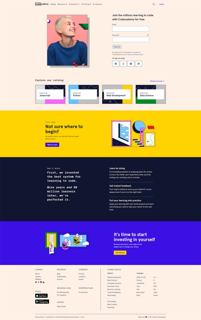 Codecademy | eCommerce Website Design Gallery & Tech Inspiration