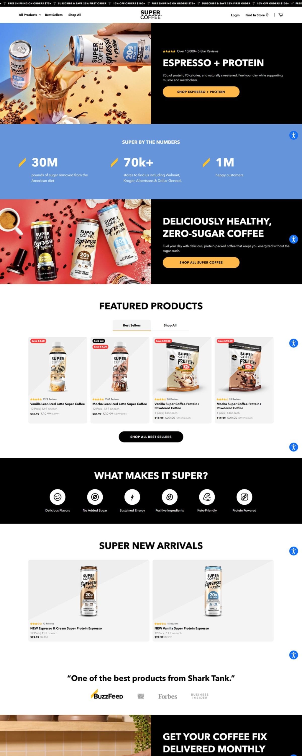 eCommerce website: Super Coffee