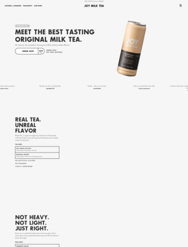 eCommerce website: Joy Milk Tea