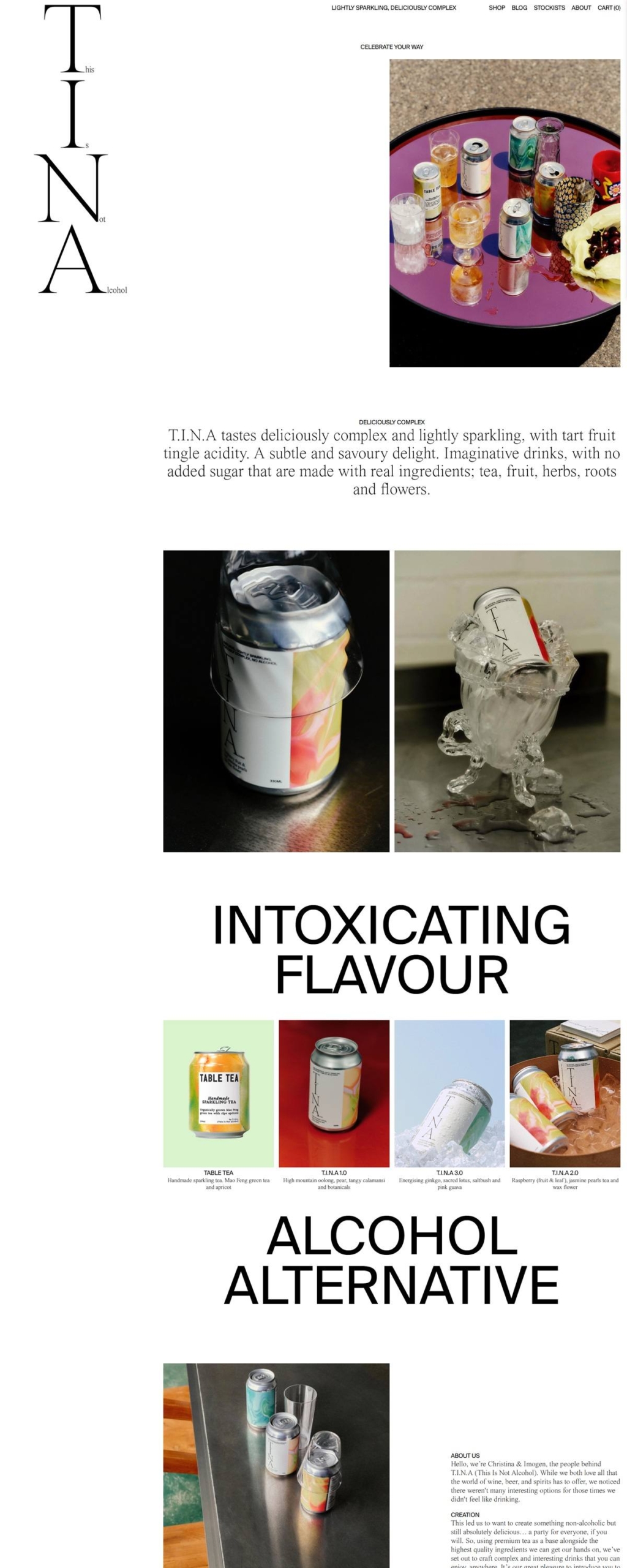 eCommerce website: TINA Drinks