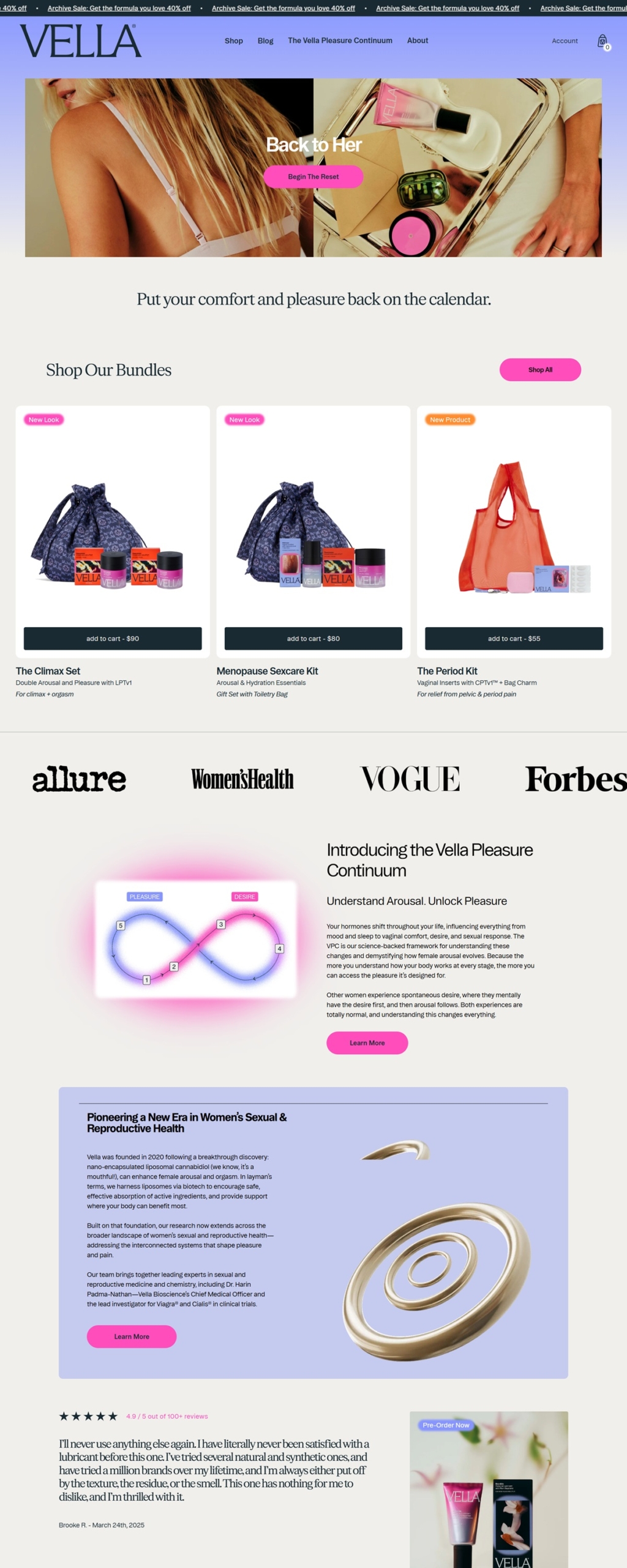 eCommerce website: Vella