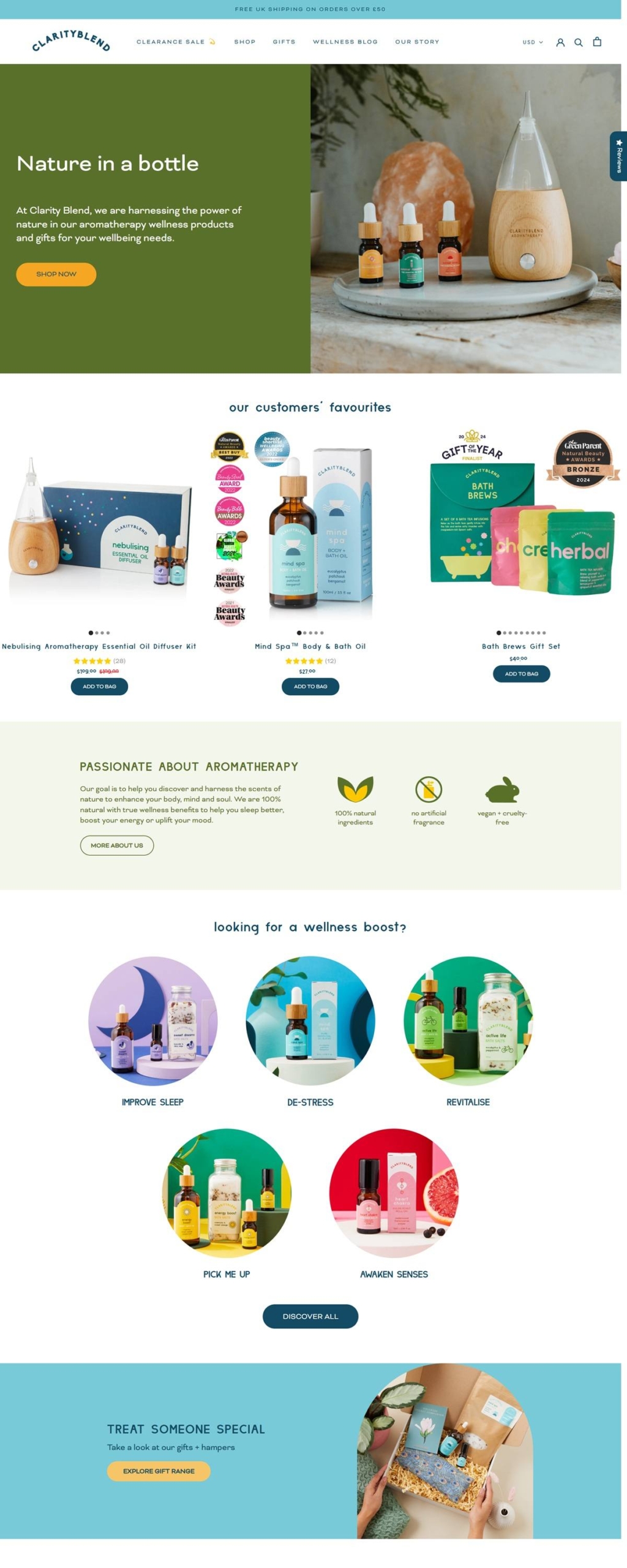 eCommerce website: Clarity Blend