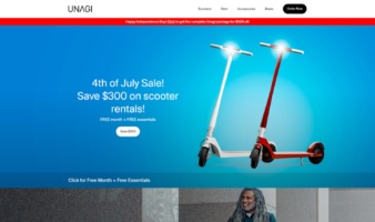eCommerce website: Unagi Scooters