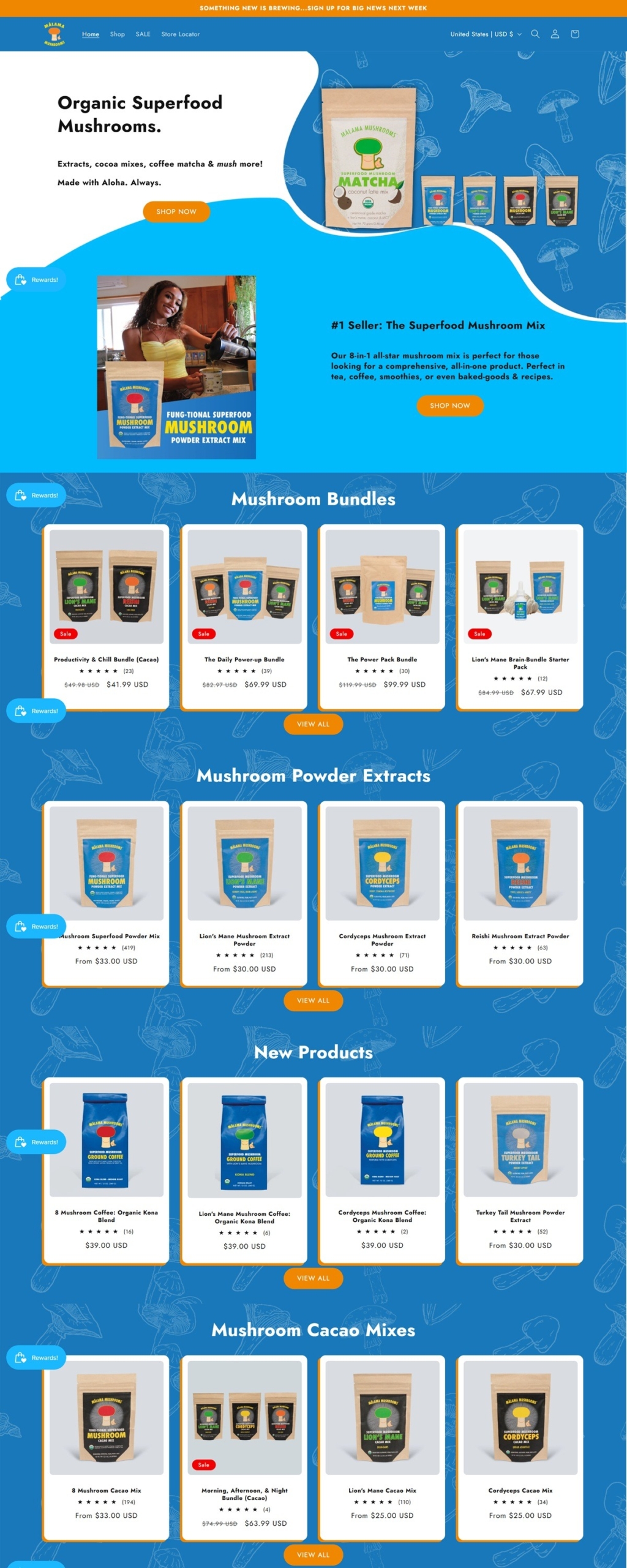 eCommerce website: Mālama Mushrooms
