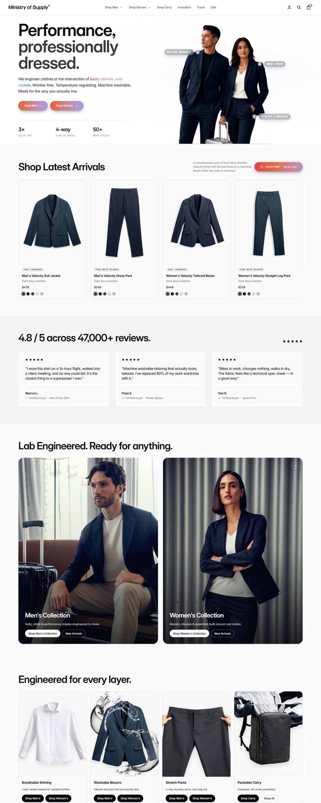 eCommerce website: Ministry of Supply