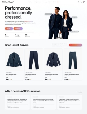 eCommerce website: Ministry of Supply