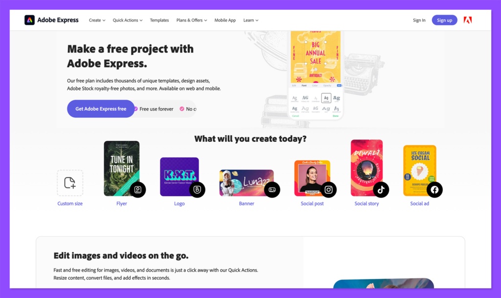 adobe express - best canva alternatives