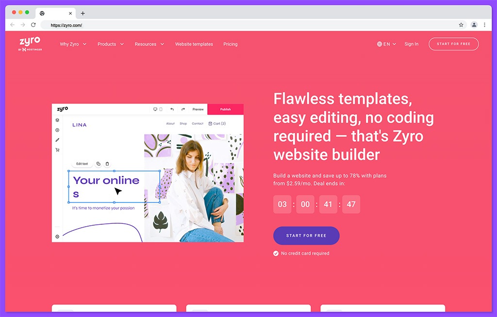 zyro - best one page website builder