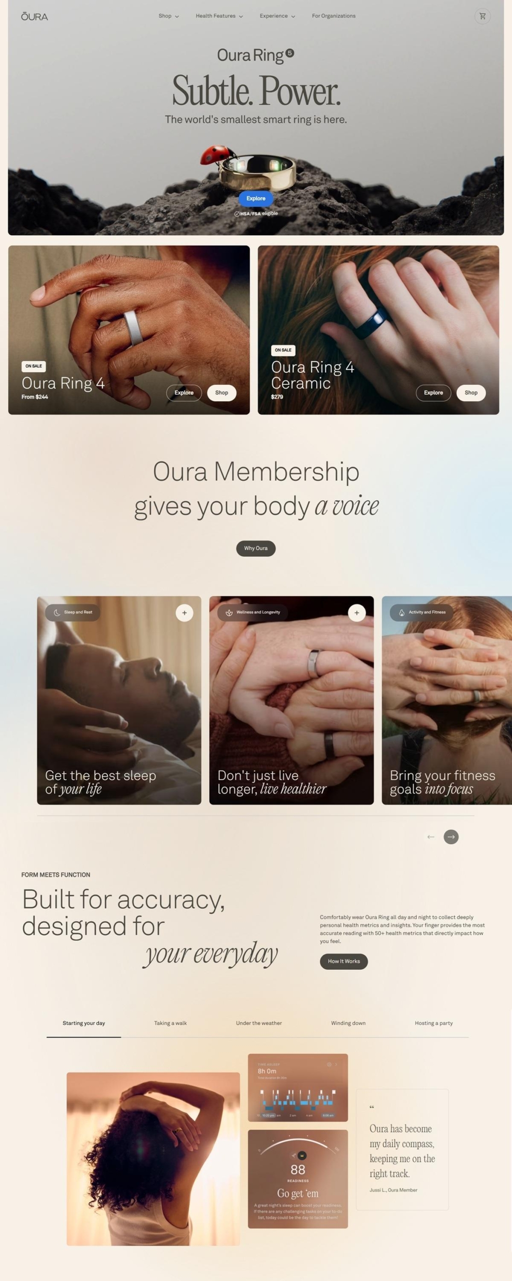 eCommerce website: Ōura