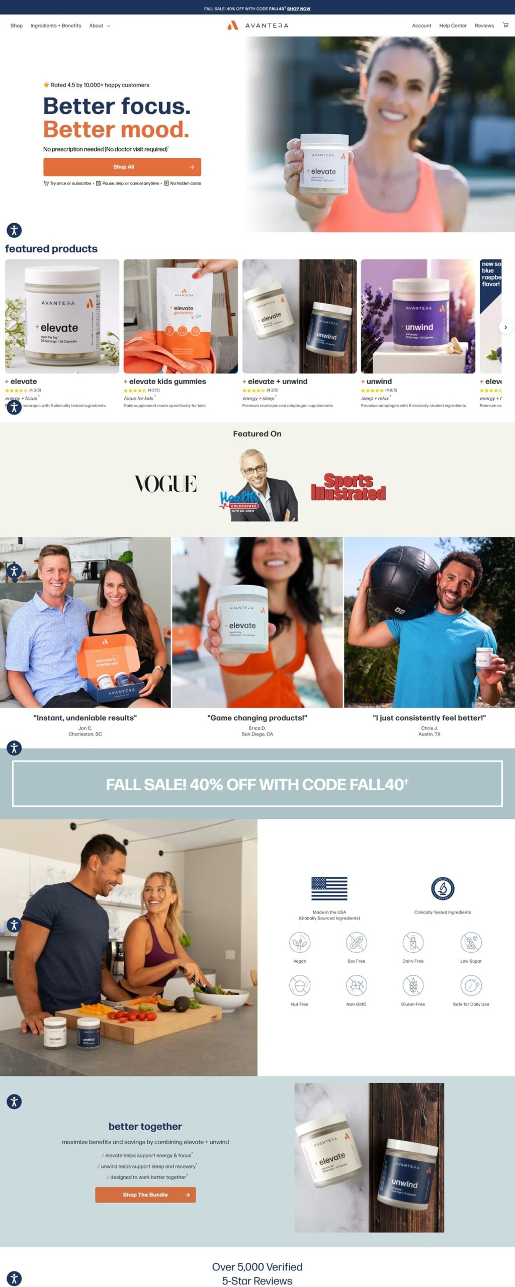 eCommerce website: Avantera