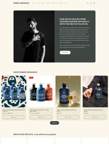 eCommerce website: Zimms Organics
