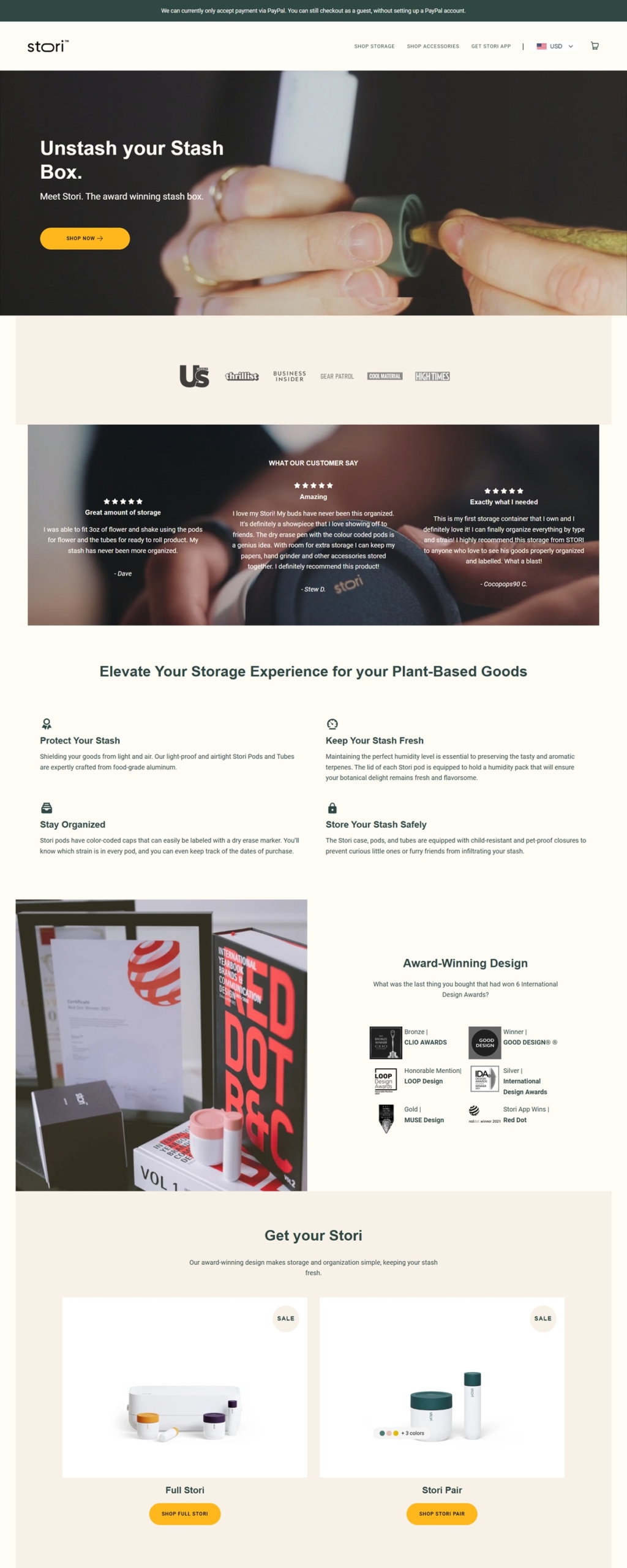 eCommerce website: Stori