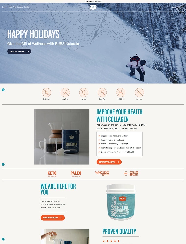 BUBS Naturals | eCommerce Website Design Gallery & Tech Inspiration