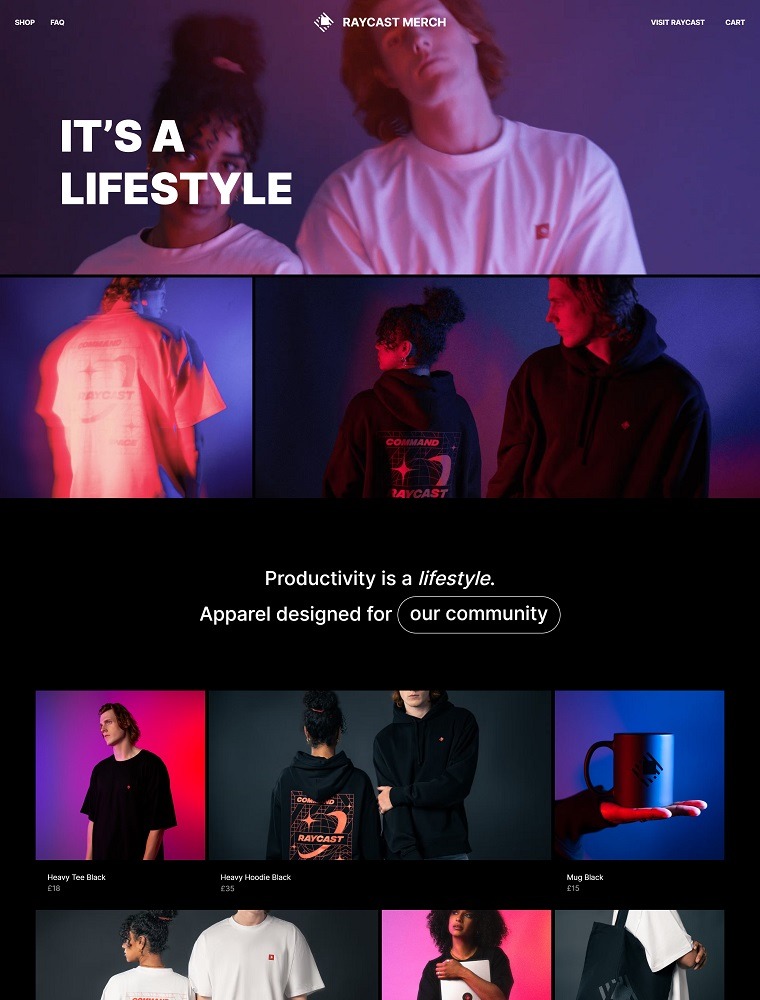Raycast Merch | eCommerce Website Design Gallery & Tech Inspiration