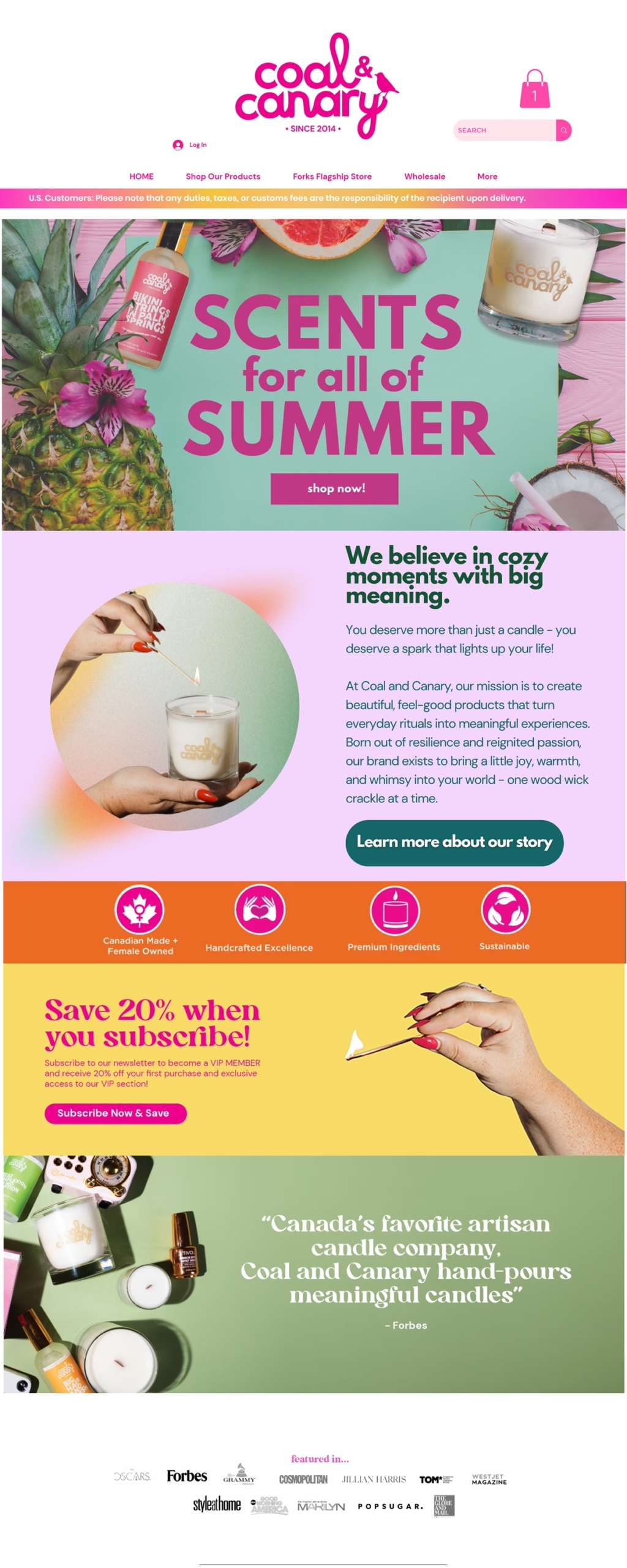 eCommerce website: Coal and Canary