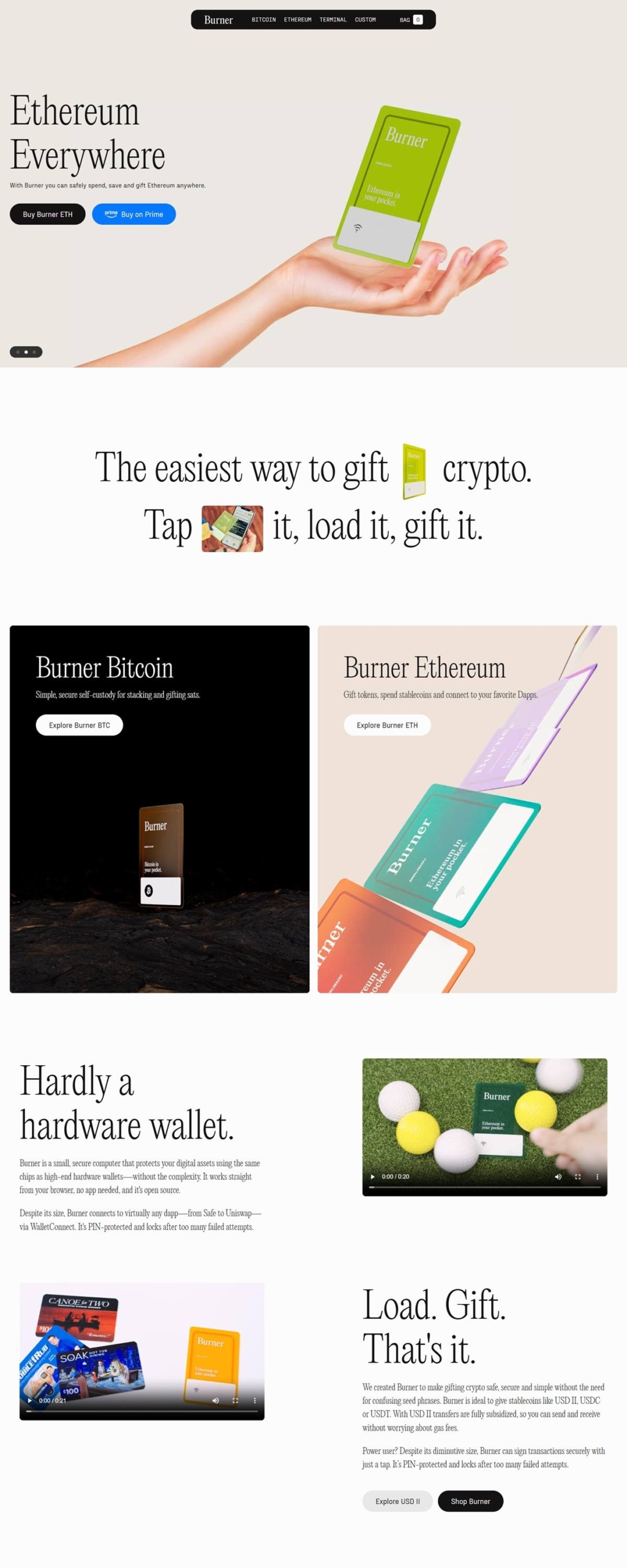 eCommerce website: Burner