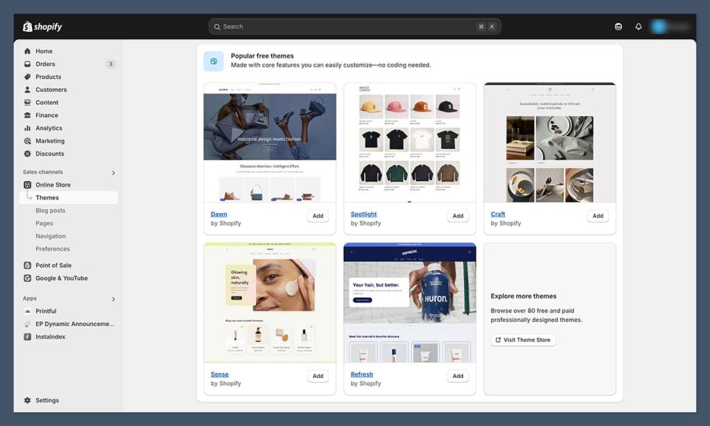 shopify dashboard