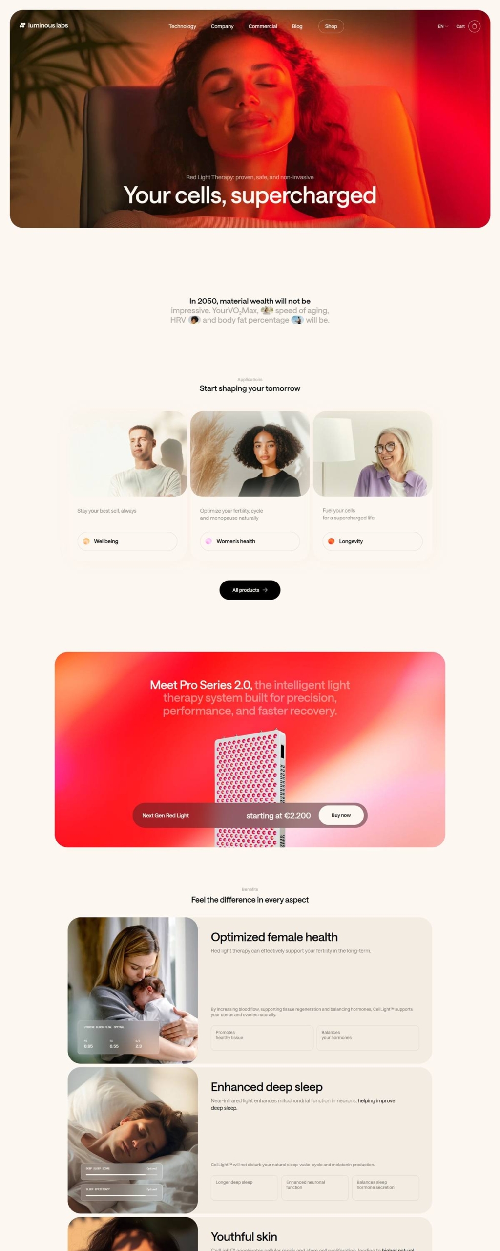 eCommerce website: Luminous Labs