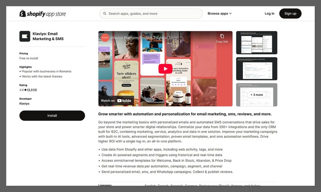 Klaviyo shopify app