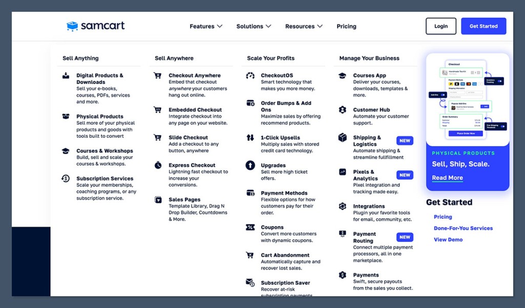 samcart features