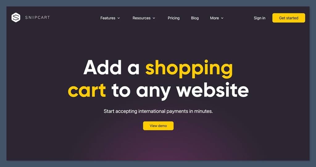 Snipcart Homepage