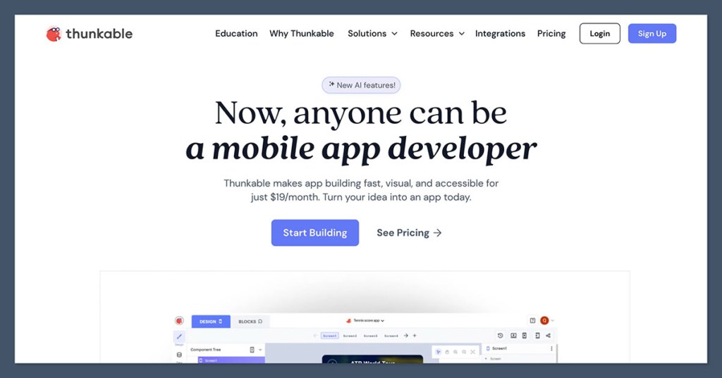 Thunkable Homepage