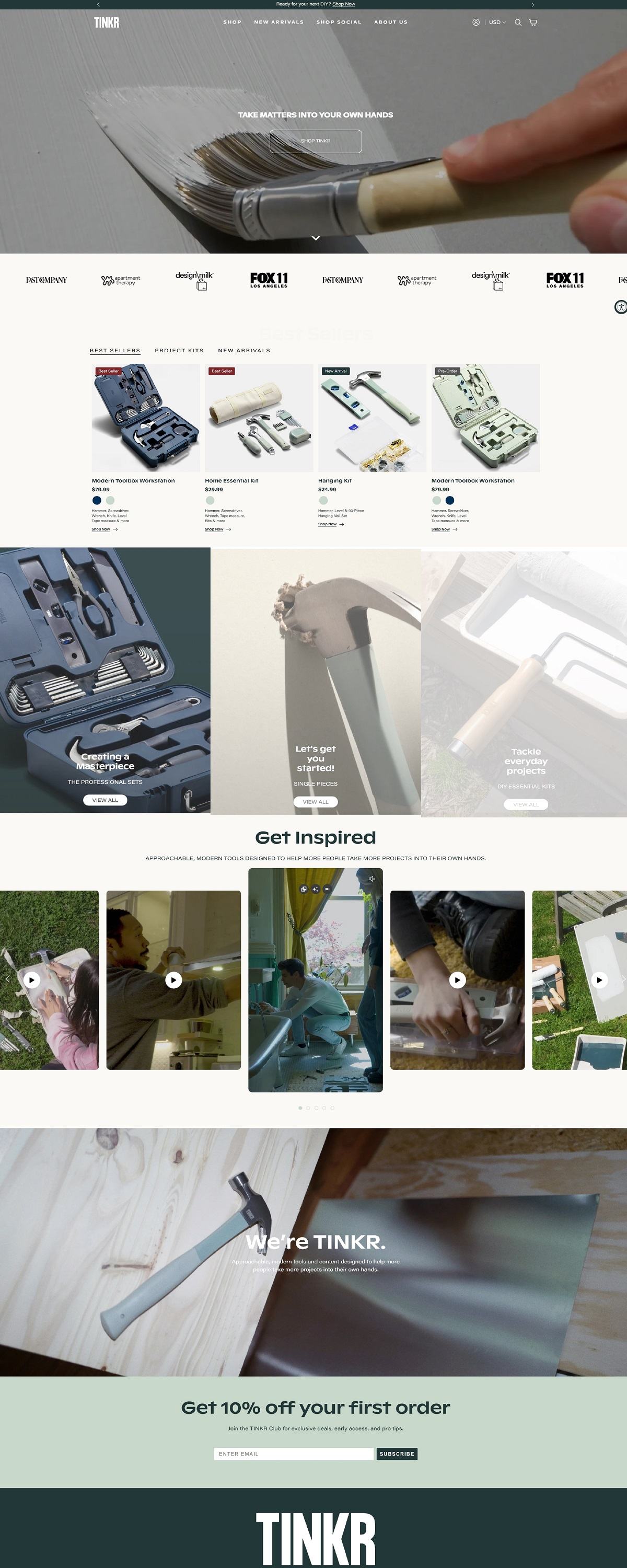 eCommerce website: TINKR