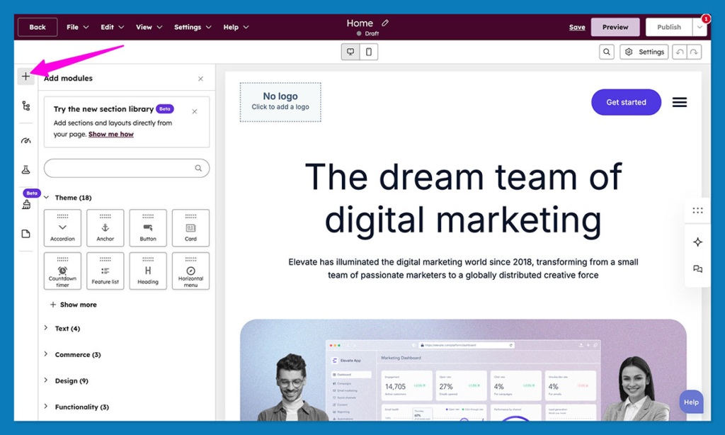 hubspot content hub editor
