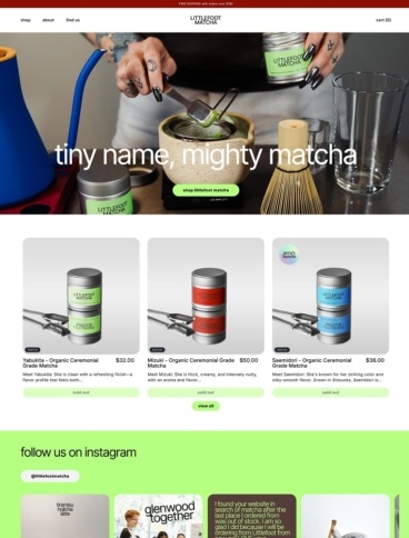 eCommerce website: Littlefoot Matcha