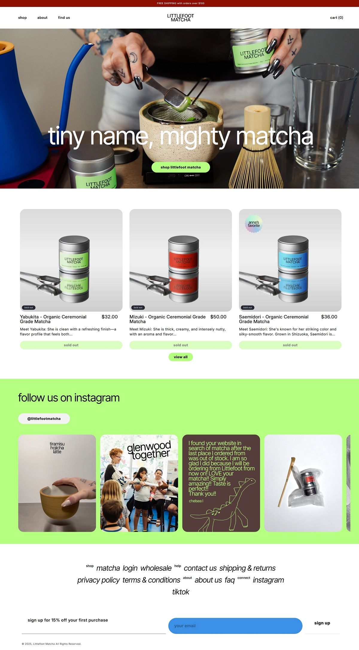 eCommerce website: Littlefoot Matcha