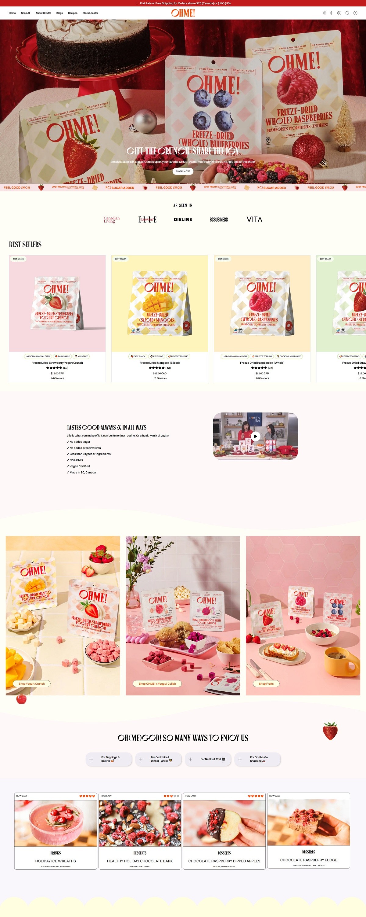 eCommerce website: OhMe Foods