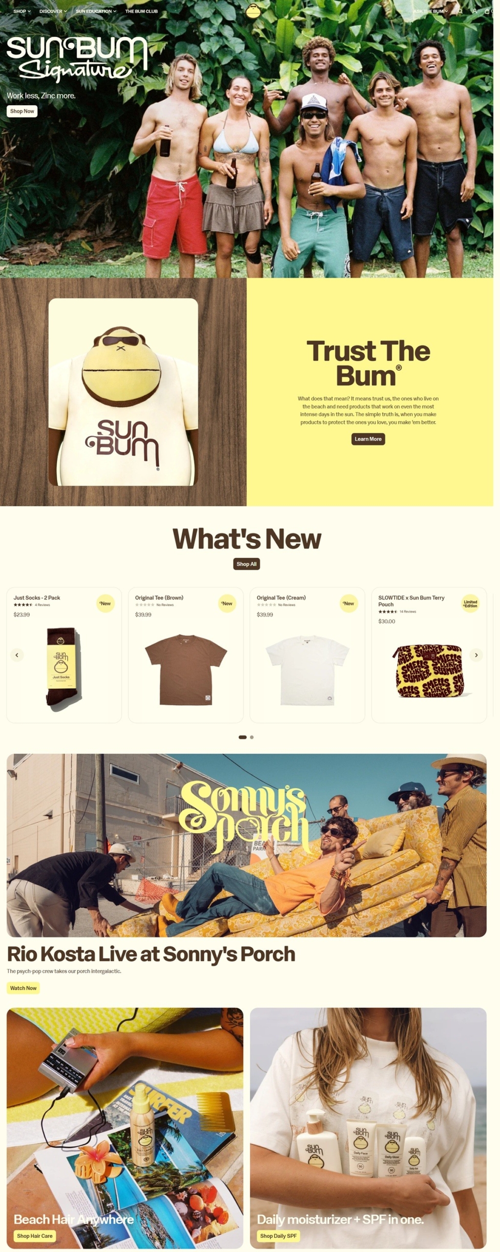 eCommerce website: Sun Bum