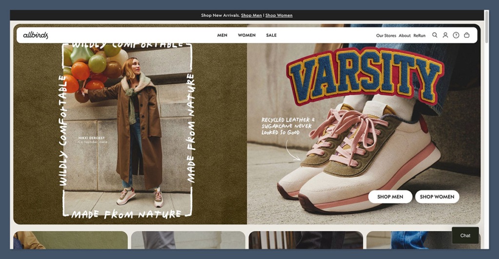 Allbirds homepage