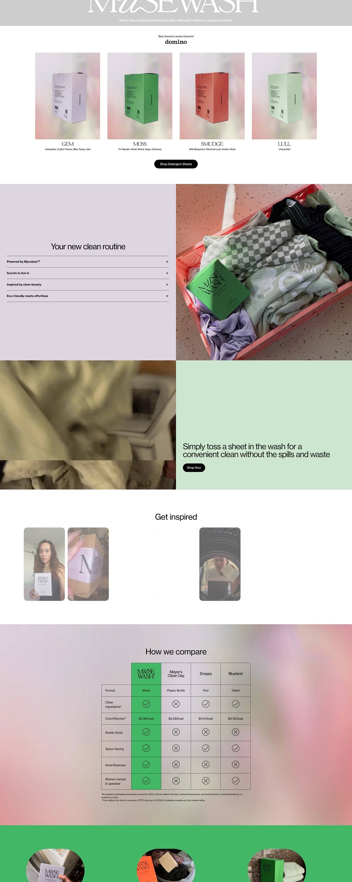 eCommerce website: Muse Wash