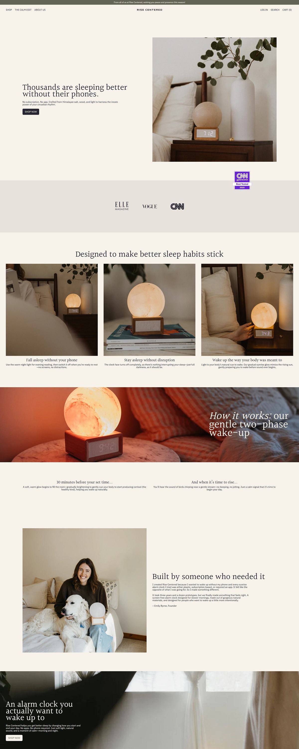 eCommerce website: Rise Centered