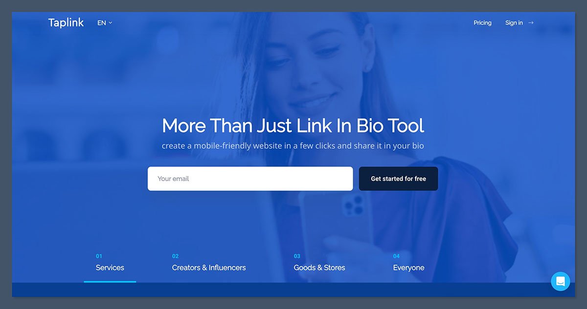 Taplink homepage