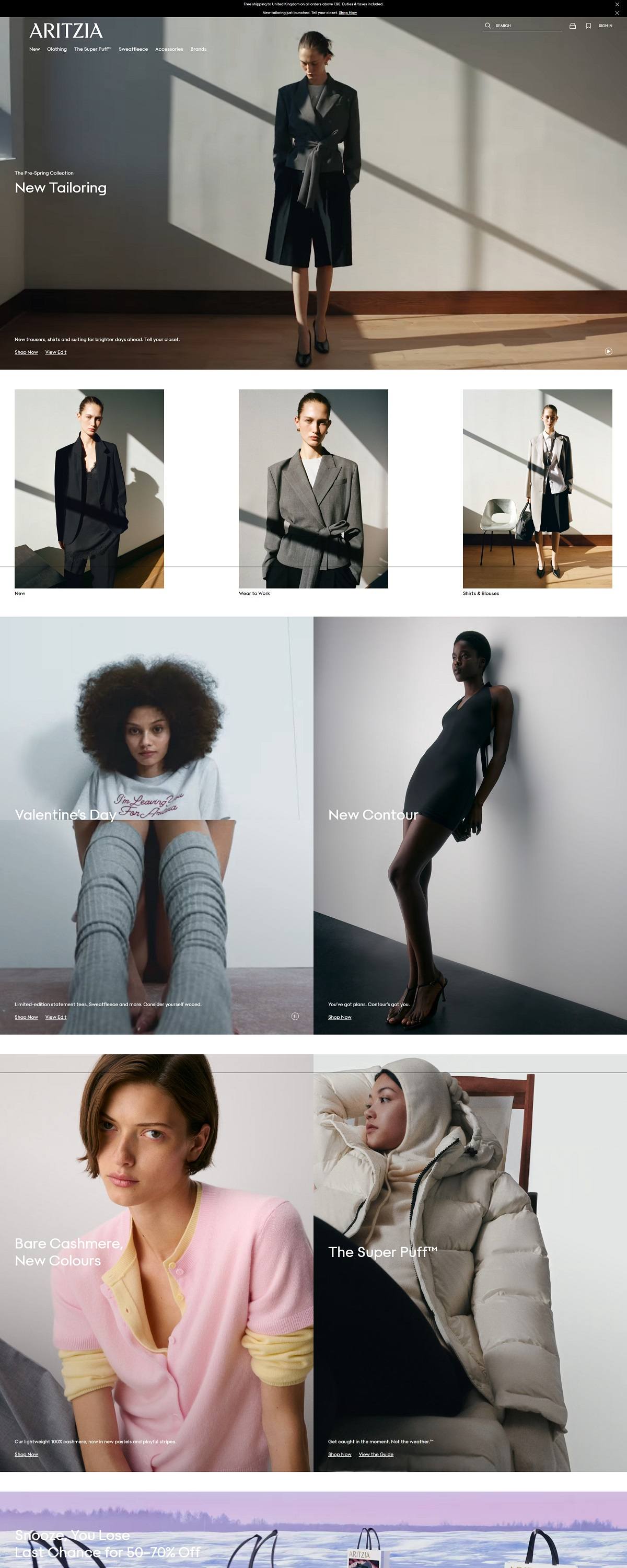 eCommerce website: Aritzia
