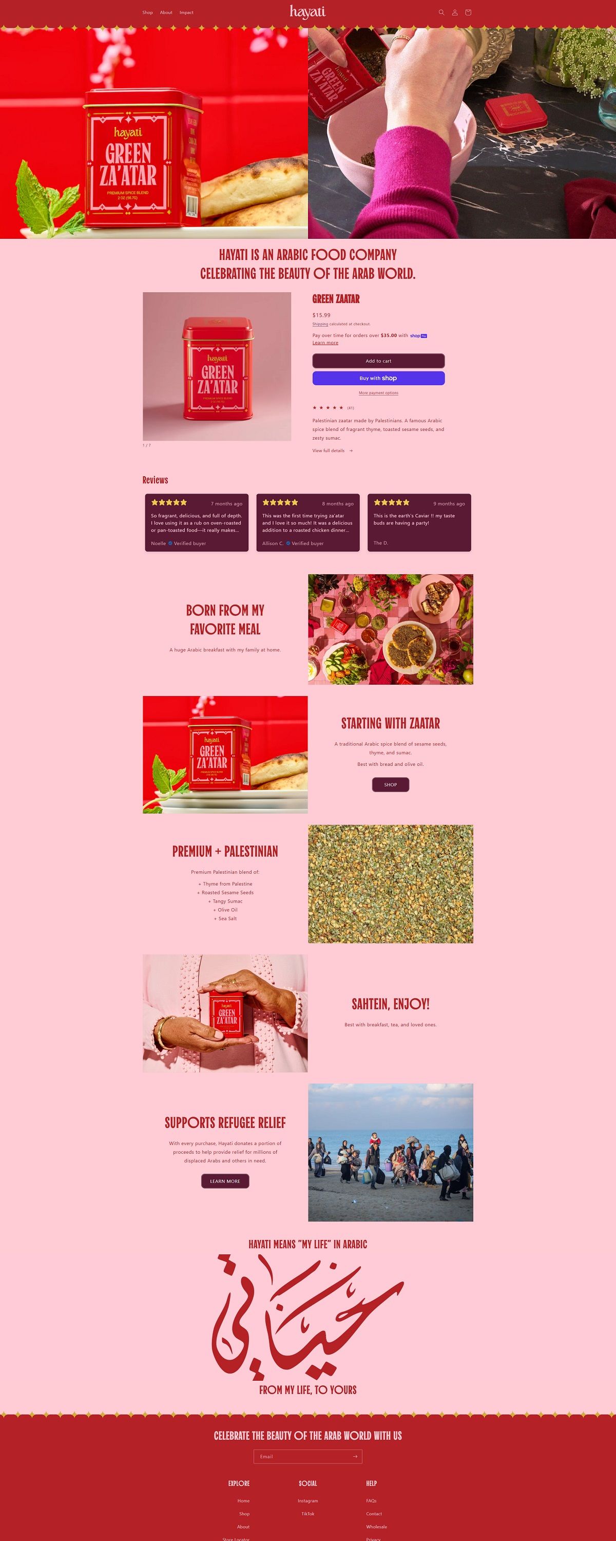 eCommerce website: Hayati