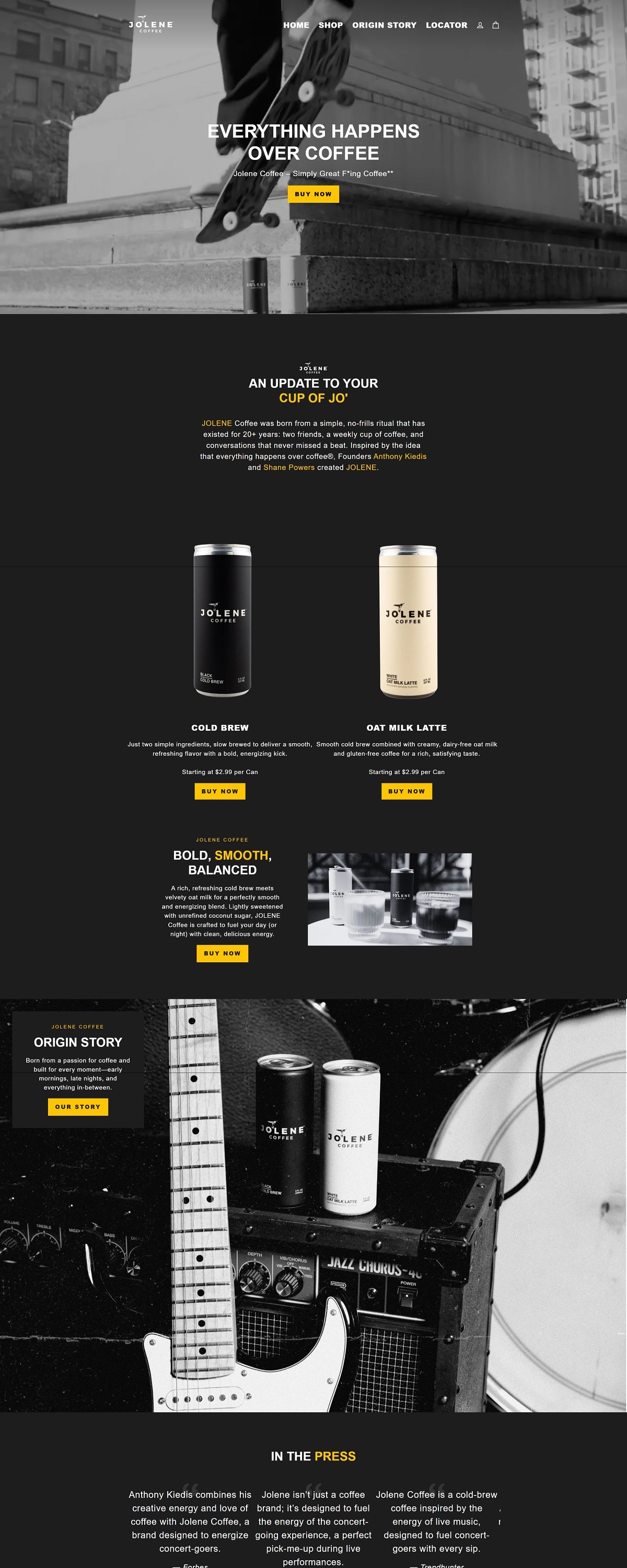 eCommerce website: Jolene Coffee