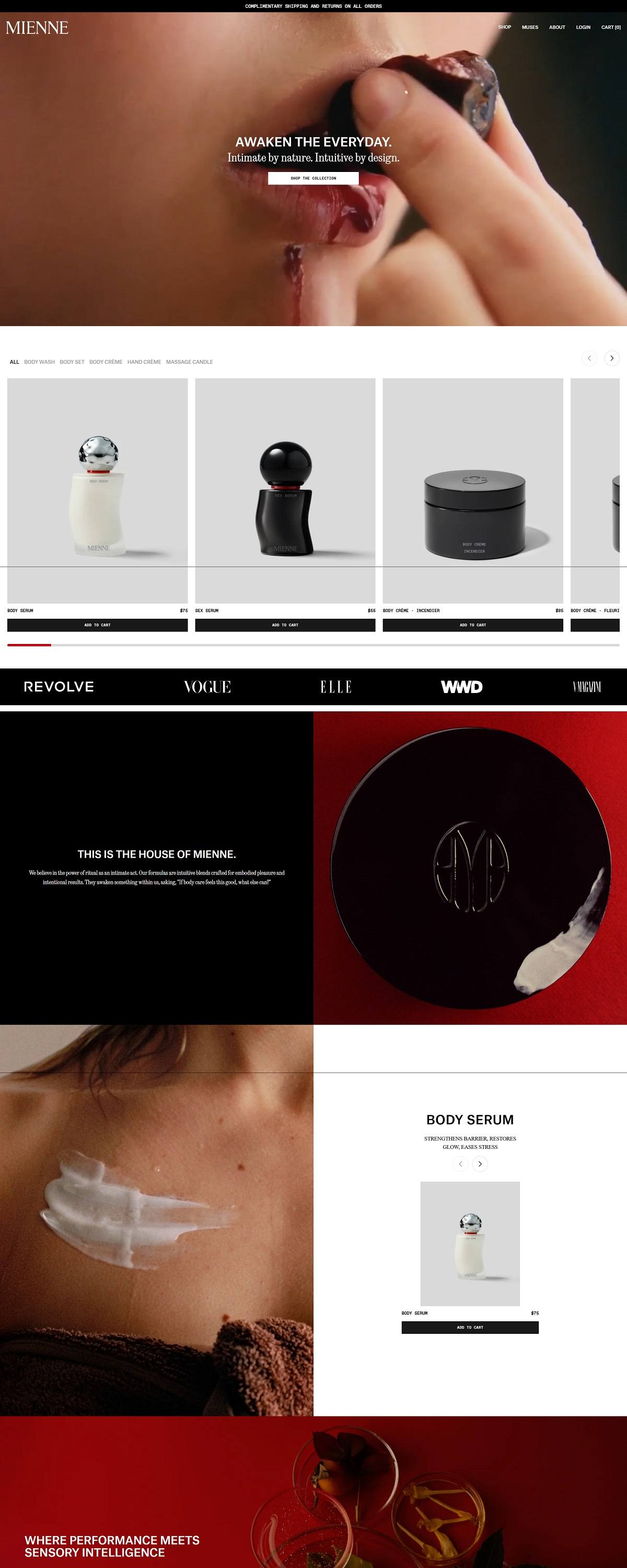 eCommerce website: Mienne