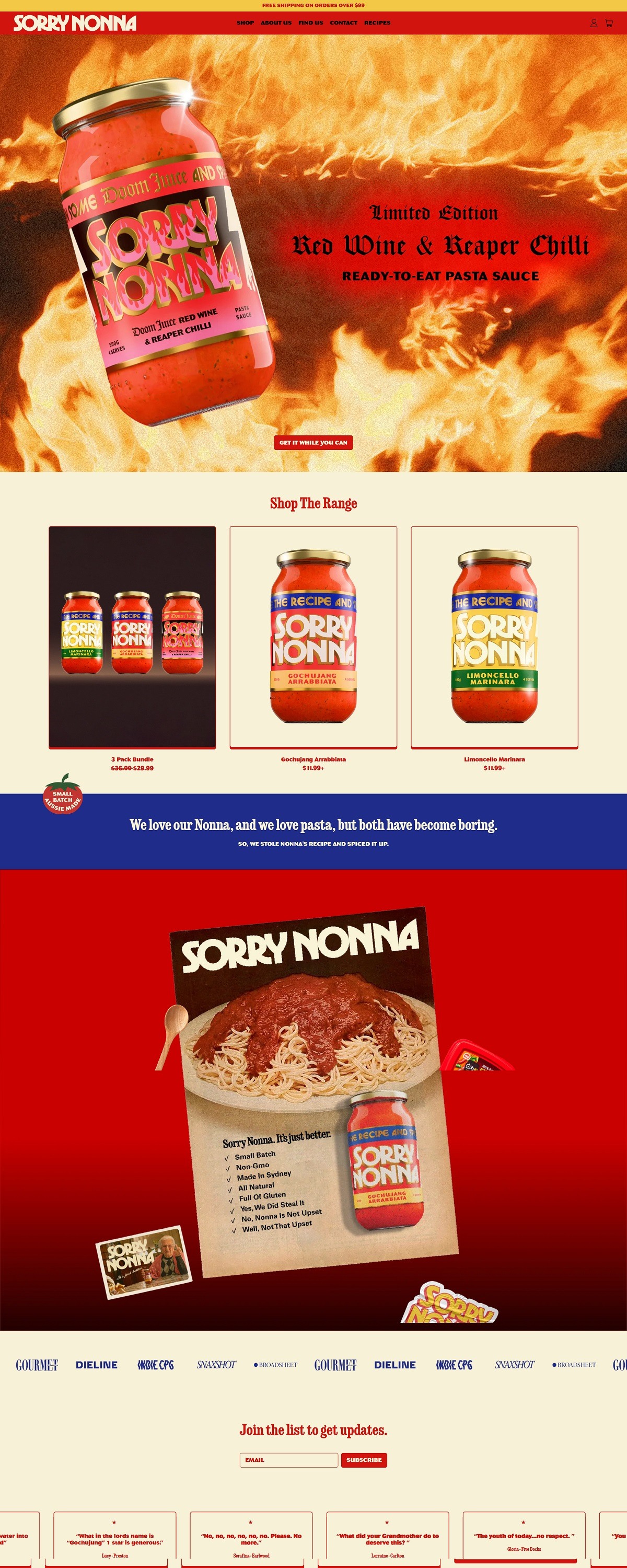 eCommerce website: Sorry Nonna