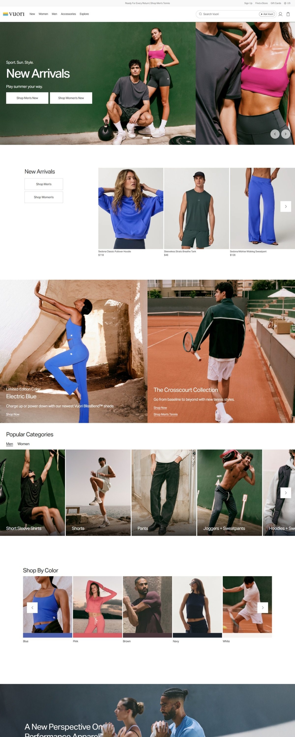 eCommerce website: Vuori