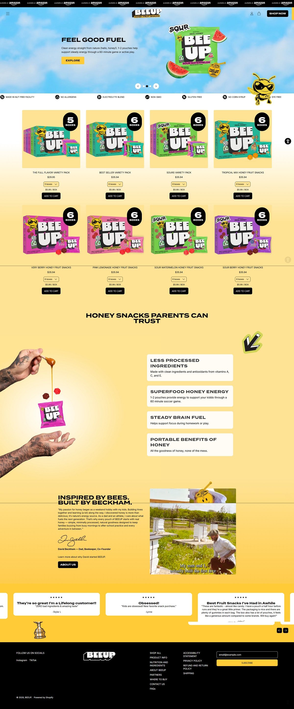 eCommerce website: Bee Up Snacks