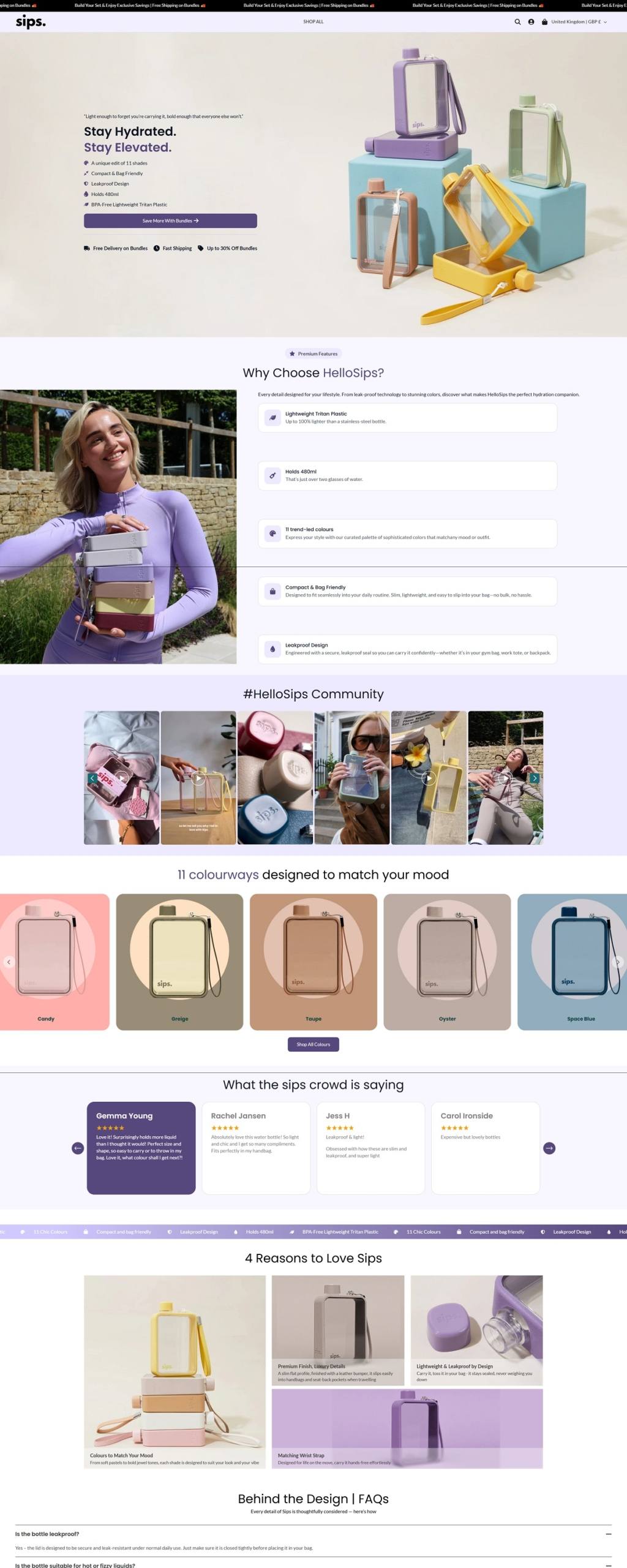 eCommerce website: Sips