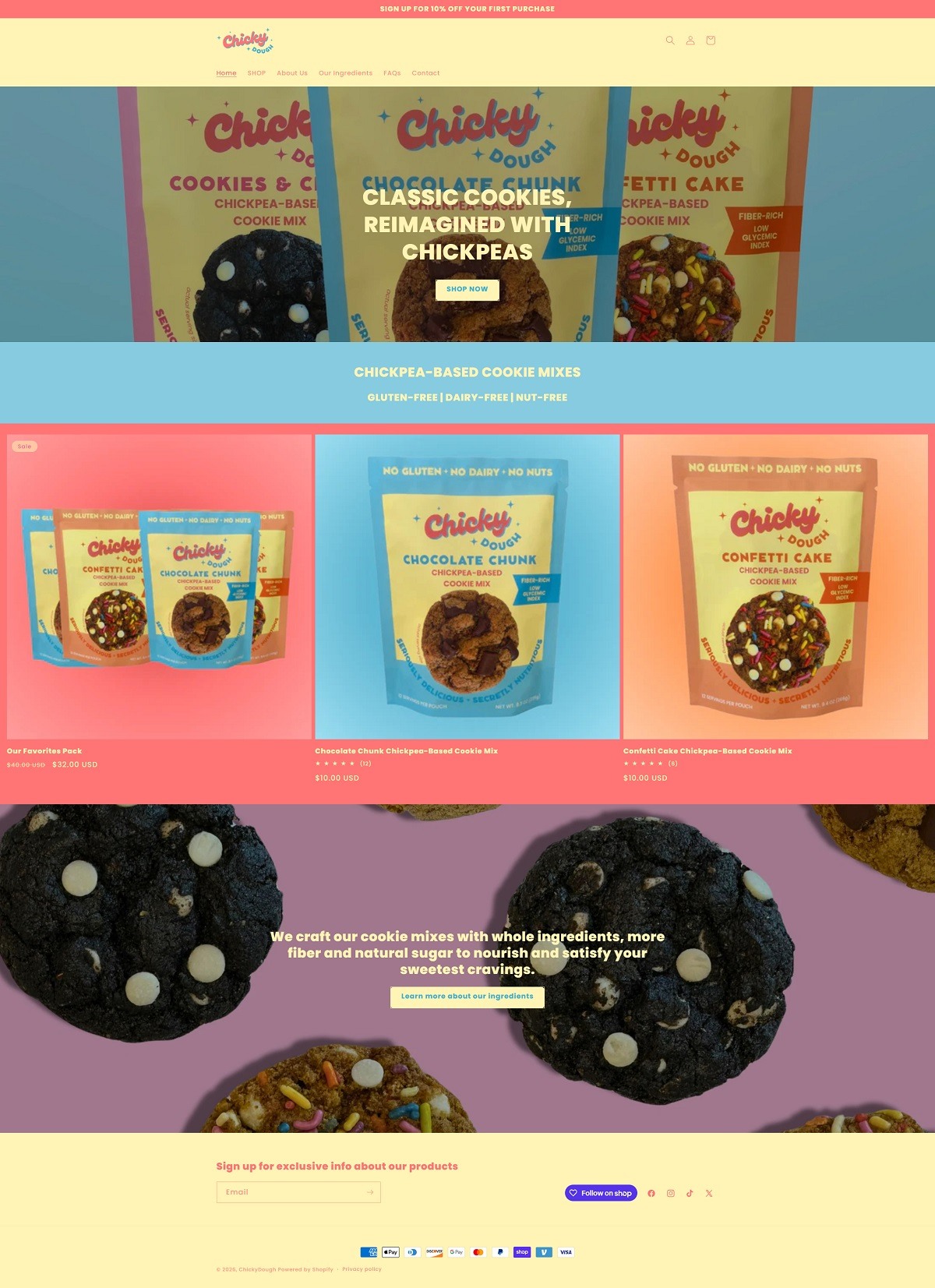 eCommerce website: ChickyDough