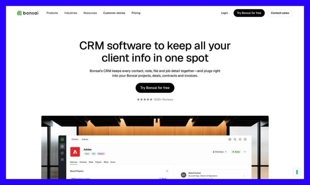 bonsai crm homepage