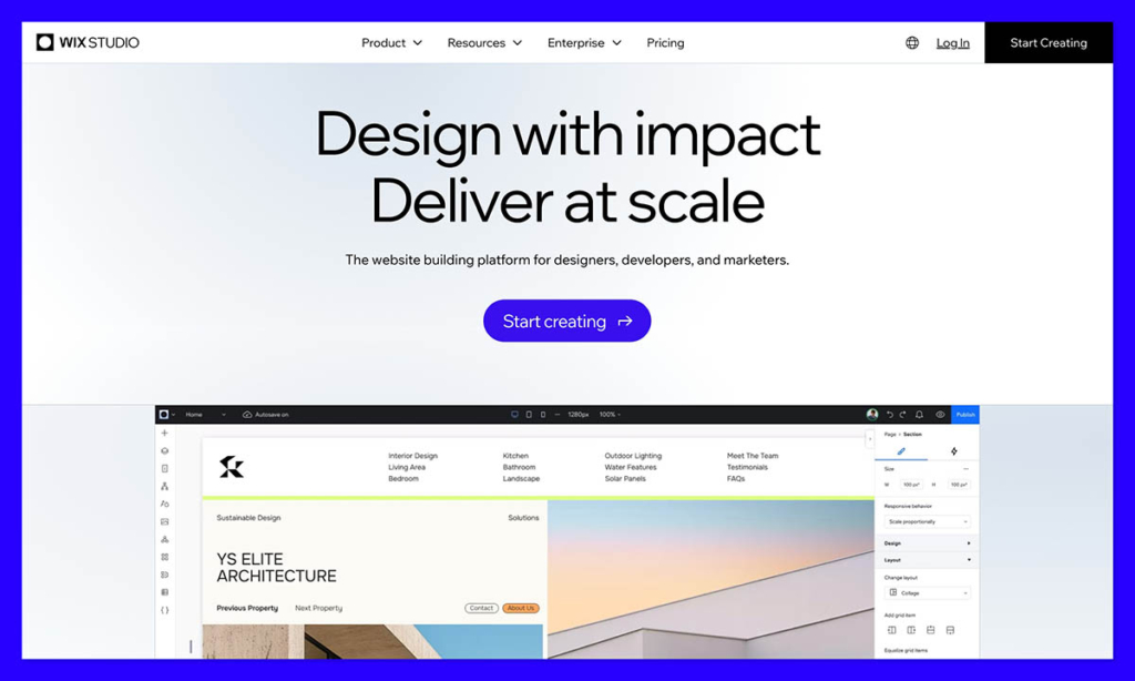 wix studio homepage