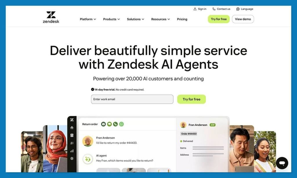 zendesk homepage